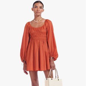 STAUD Bow Dress in Color Rust